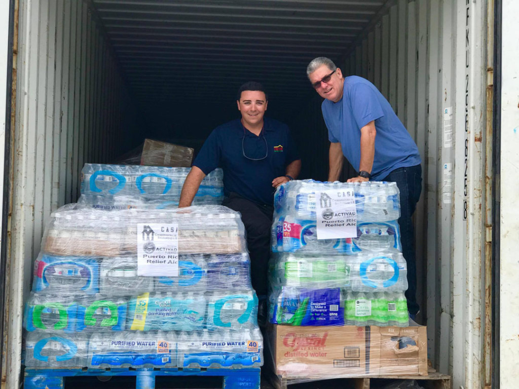 El Meson Sandwiches collect, transport and distribute emergency supplies for hurricane Maria victims in Puerto Rico.