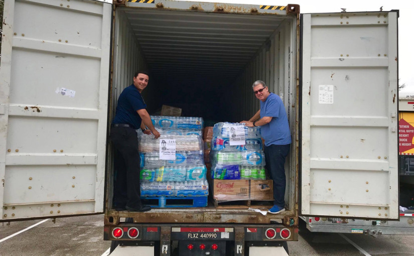 El Meson Sandwiches collect, transport and distribute emergency supplies for hurricane Maria victims in Puerto Rico.
