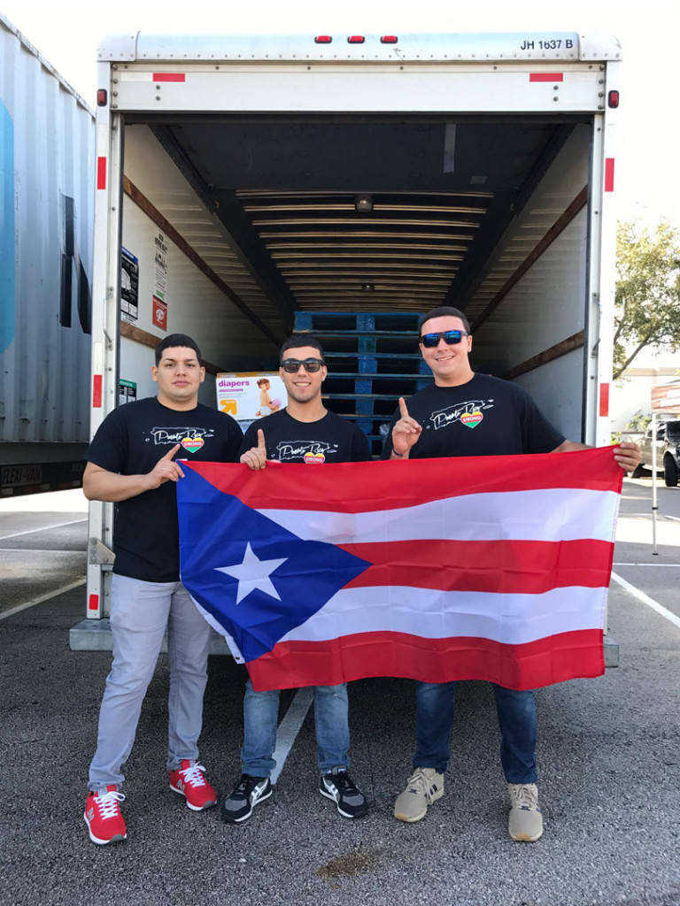 El Meson Sandwiches collect, transport and distribute emergency supplies for hurricane Maria victims in Puerto Rico.